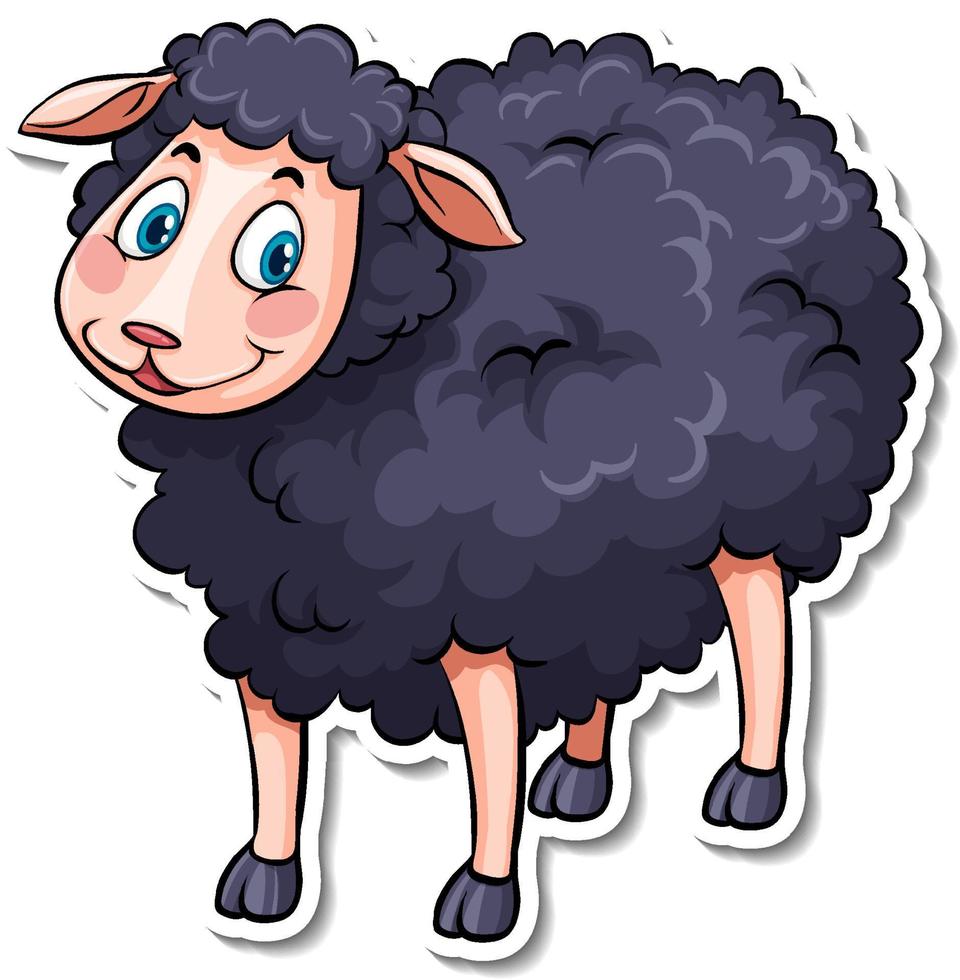 zwarte schapen boerderij dieren cartoon sticker vector