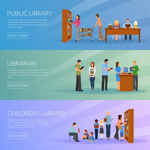 Bibliotheek Banners Set vector