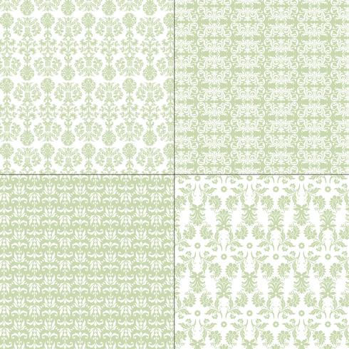 pastel groene en witte damastpatronen vector