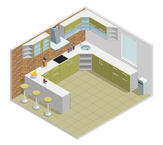 Keuken interieur isometrisch ontwerp vector