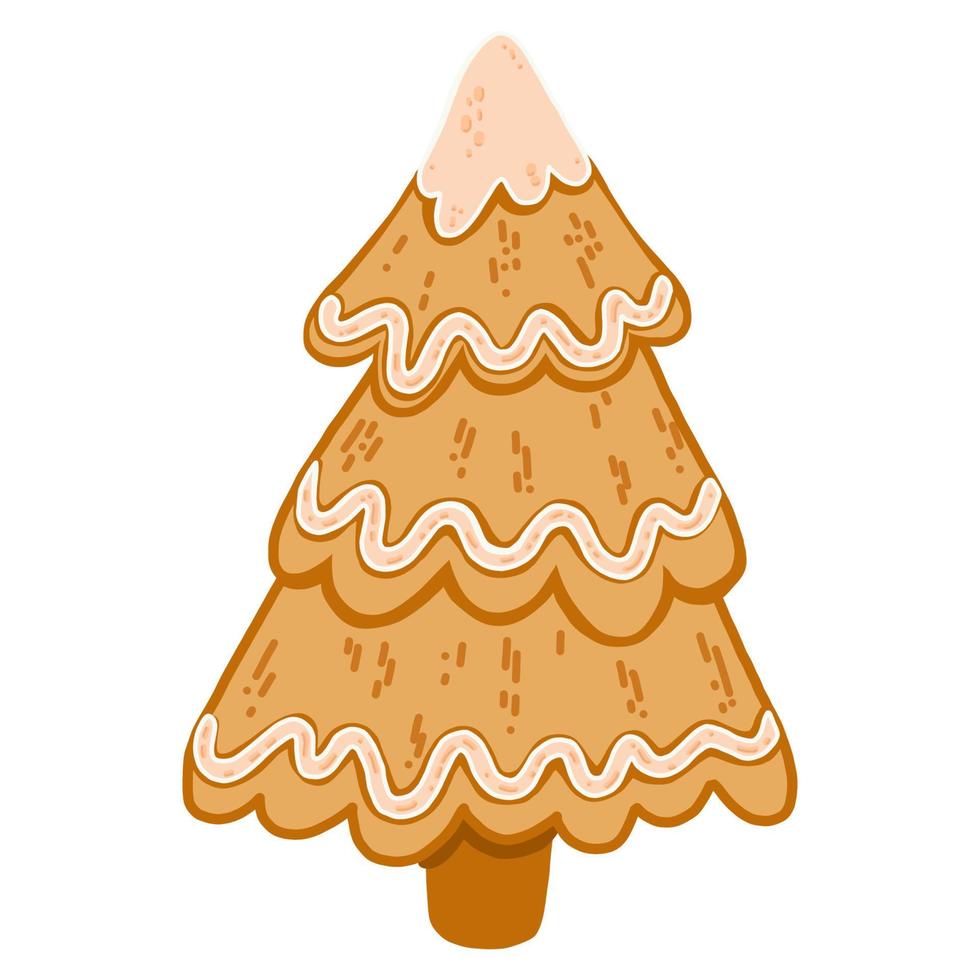 peperkoek kerstkoekjes met wit glazuur. nieuwjaar zoete, feestelijke decoratie vector