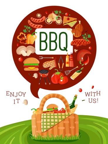 BBQ-picknick platte uitnodiging Poster vector