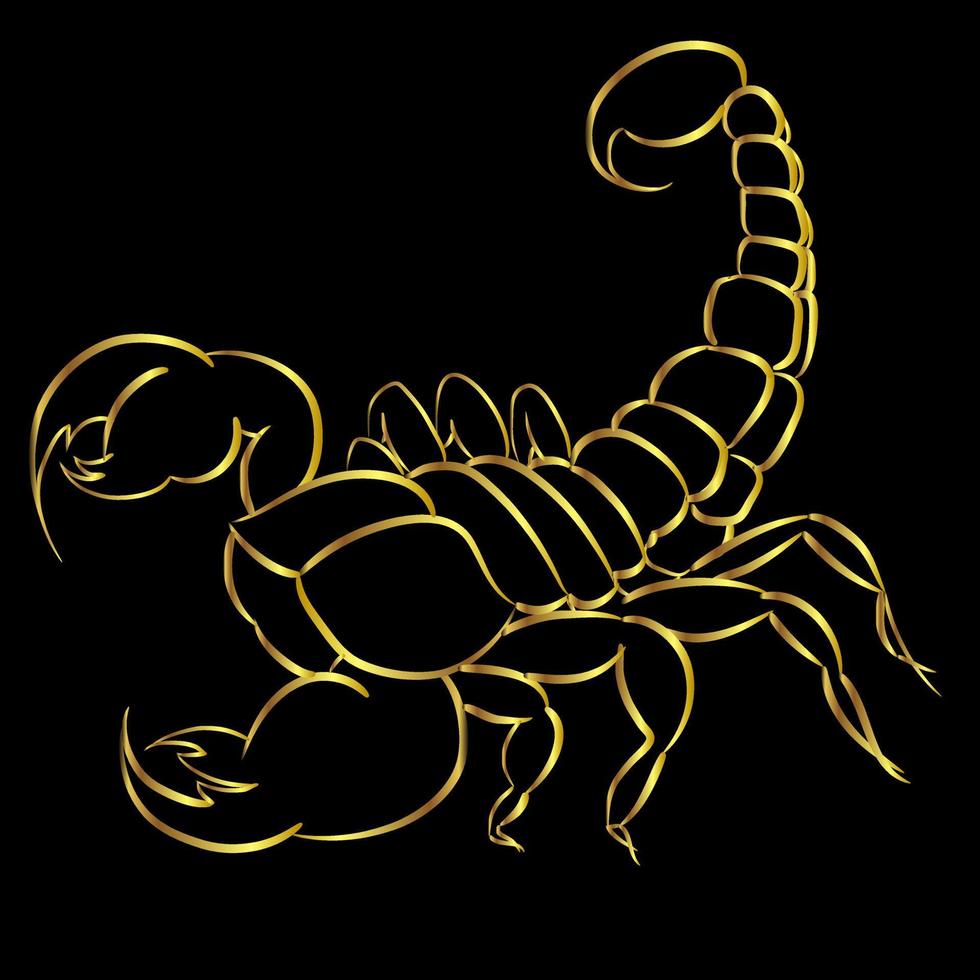 gouden schorpioen tattoo grens op zwarte achtergrond - sierlijke gouden schorpioen afbeelding, teken horoscoop vector