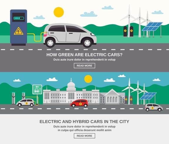 Elektrische auto City 2 platte banners vector