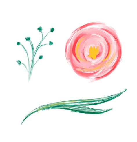 Set van schattige lente aquarel hand getekend vector bloem. Kunst geïsoleerde objecten illustraties voor huwelijksboeket. Geïsoleerd op witte achtergrond