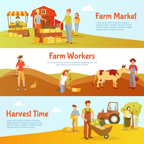 Harvest Farm horizontale banners vector