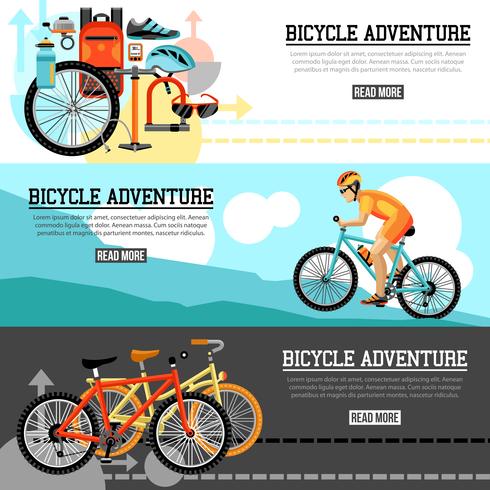 Fietsen Adventure horizontale banners vector