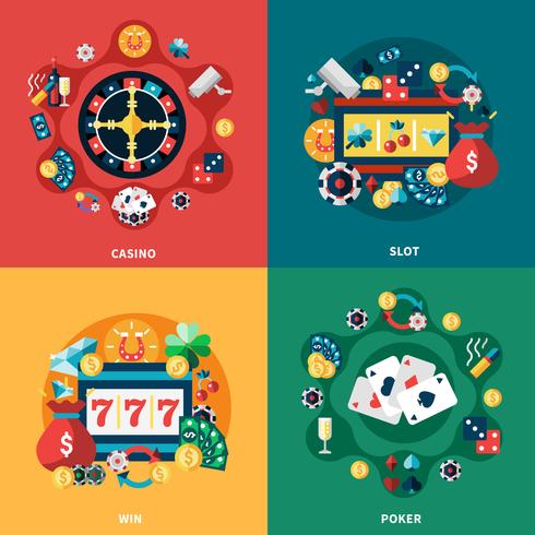 Casino spellen plat pictogrammen plein samenstelling vector