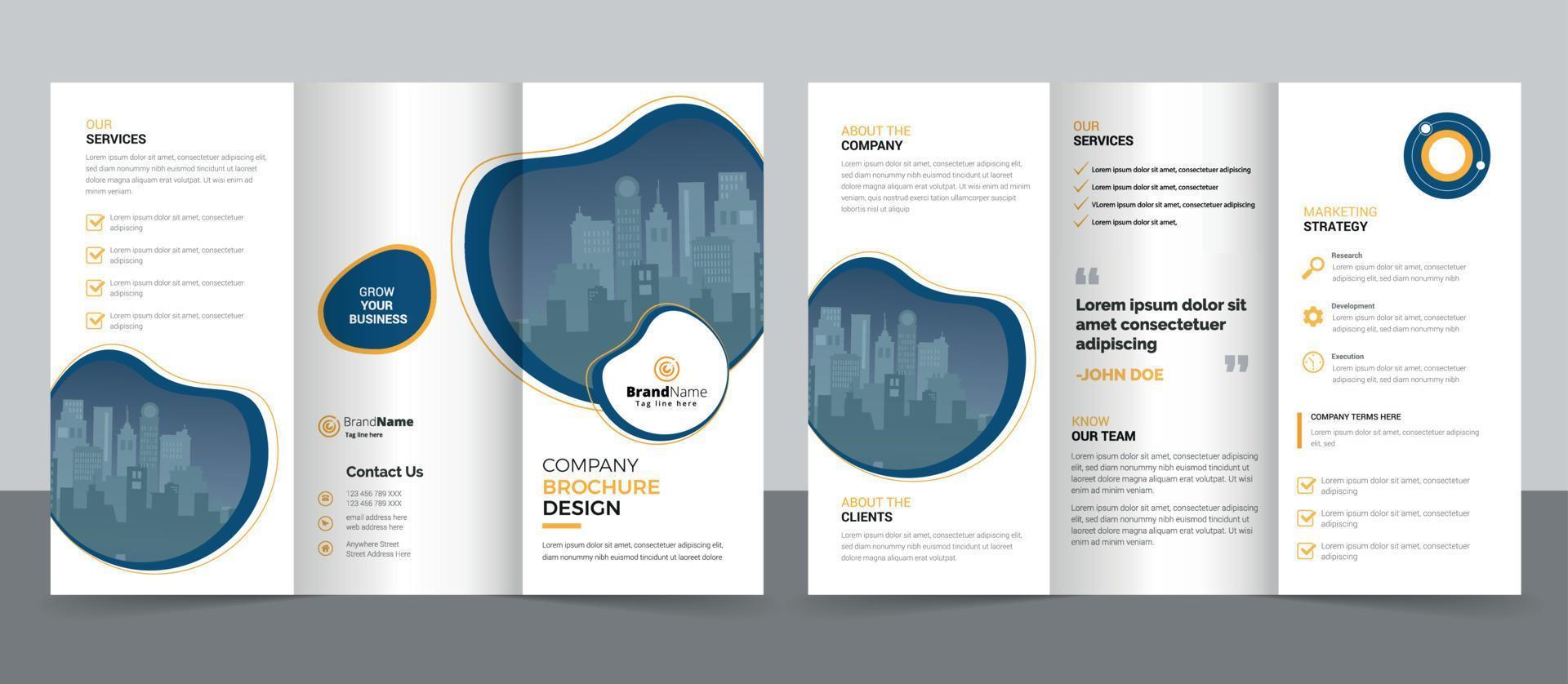 creatieve zakelijke driebladige brochure sjabloonontwerp. vector
