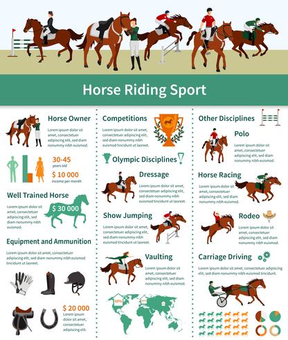 Paardenstijgende Infographics vector