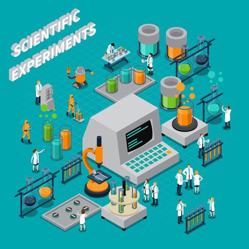 Wetenschappelijke experimenten isometrische samenstelling vector