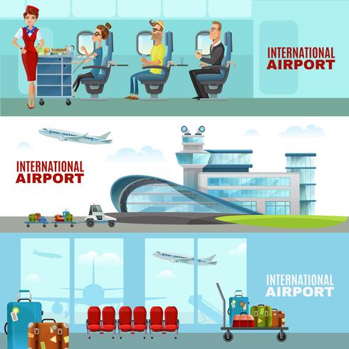 Horizontale Banners van de internationale luchthaven vector