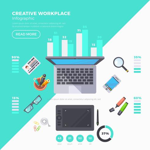 Workplace Objects Infographic Set vector