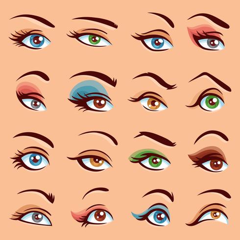 Oog make-up pictogrammen instellen vector