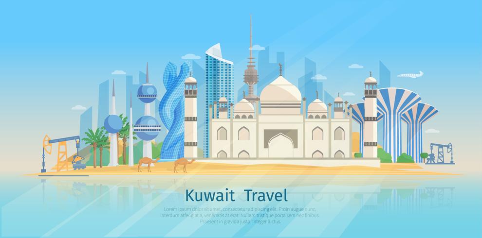 Koeweit Skyline Flat Poster vector