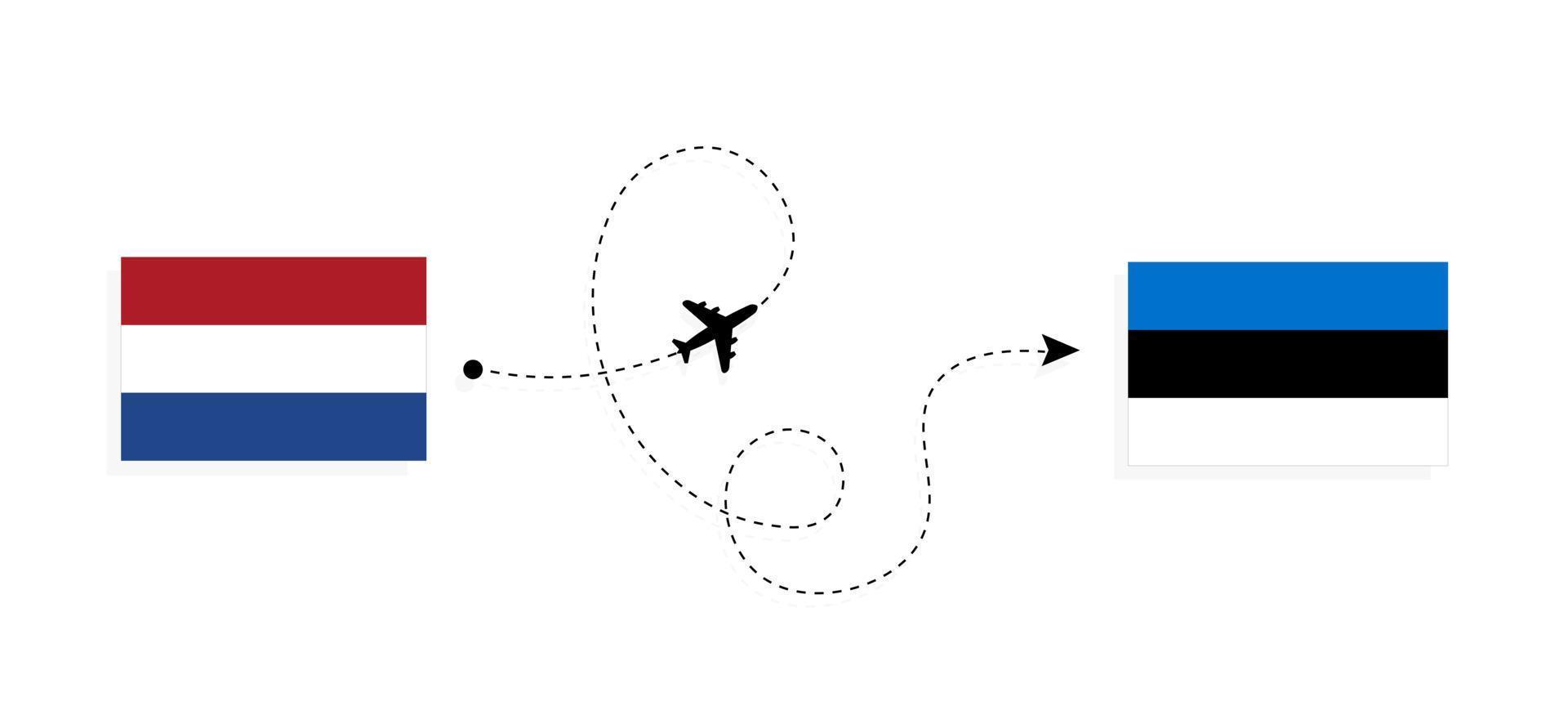 vlucht en reis van nederland naar estland per reisconcept voor passagiersvliegtuigen vector