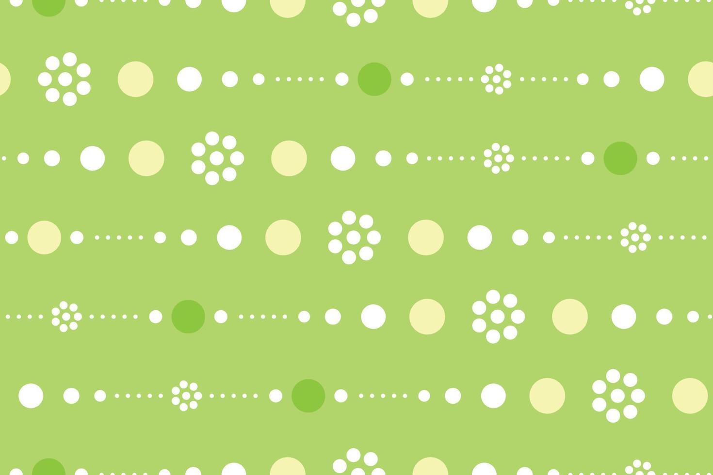 naadloos patroon met kleurrijke cirkelvorm, mooie witte bloemen op groene achtergrond. vectorillustratie. vector