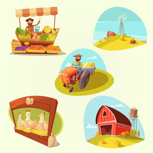 Boerderij Cartoon Set vector