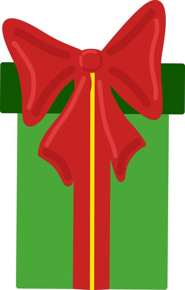 groene geschenkdoos met rode strik vectorillustratie. vakantie wenskaart. kerstcadeau. verjaardagscadeau vector