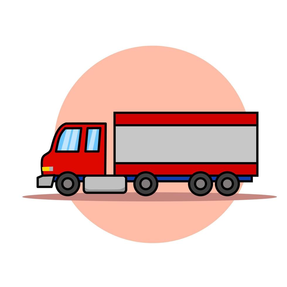 rode kleur kant vrachtwagen cartoon afbeelding ontwerp. vector