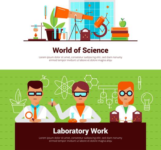 Banners voor wetenschap en laboratoriumwerk vector
