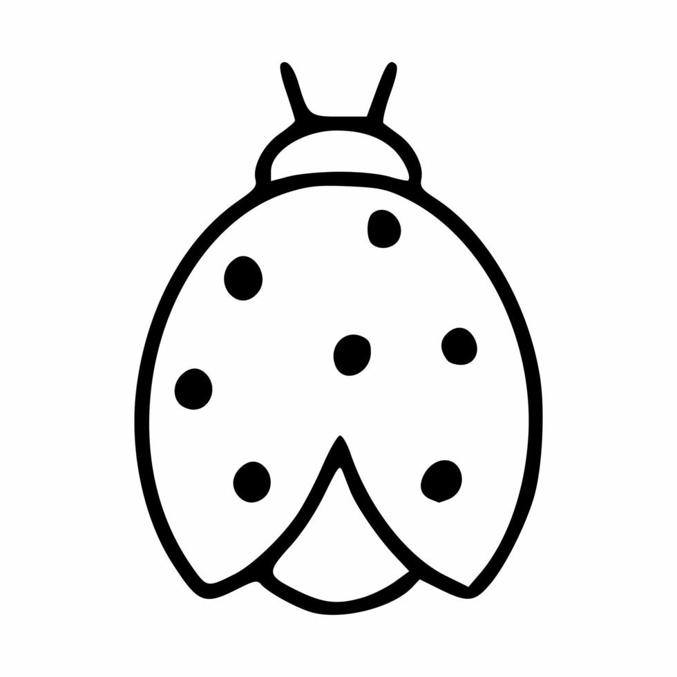 een schattig lieveheersbeestje in de stijl van doodle. kleurboek voor kinderen met insecten. vector