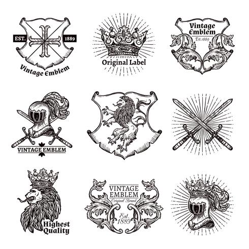 Heraldische emblemen Set vector