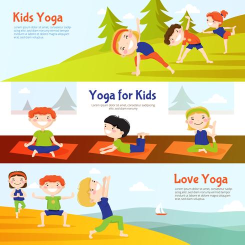 Kis Yoga horizontale bannersenset vector