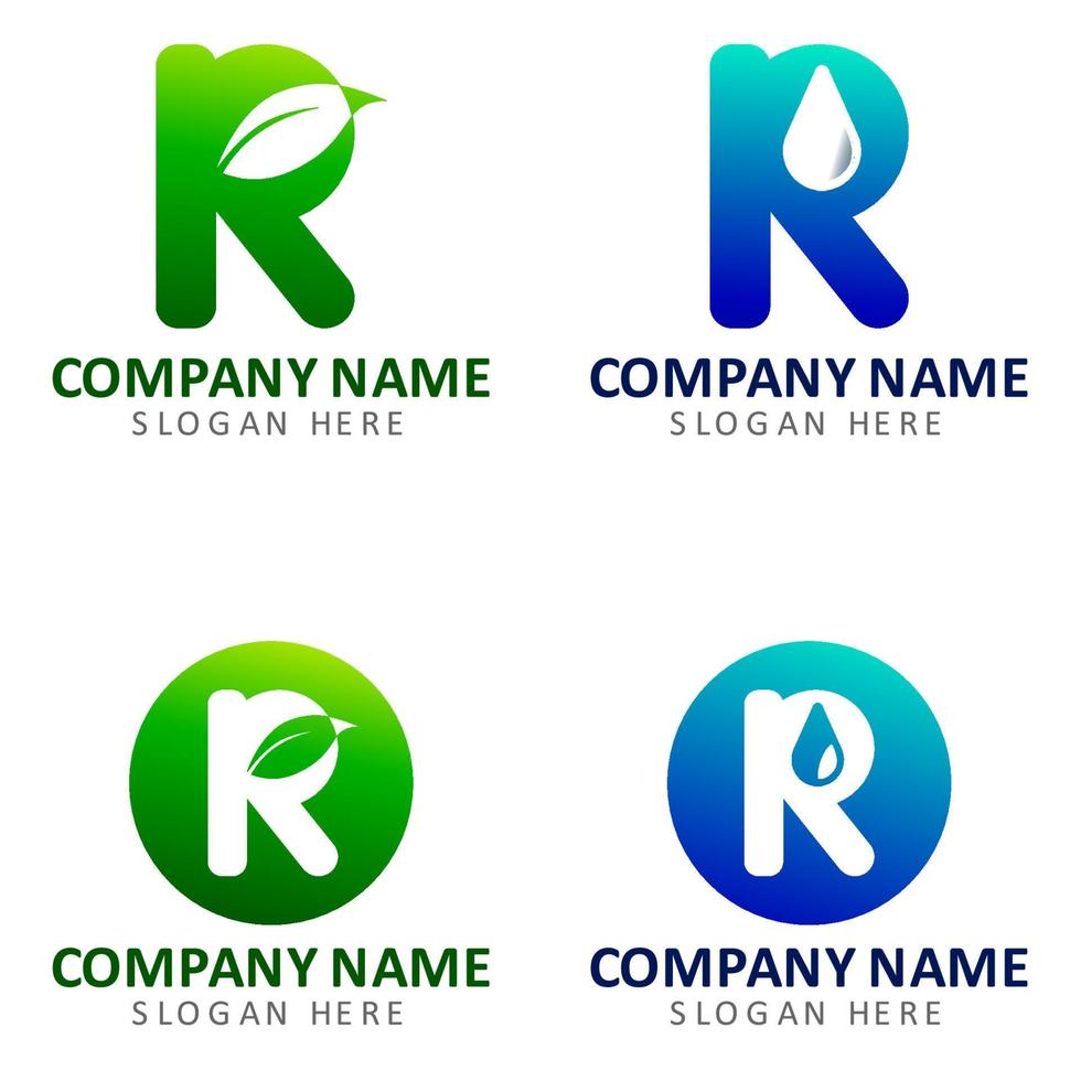 moderne letter logo natuur met groene en blauwe kleur minimalis met de letter r vector
