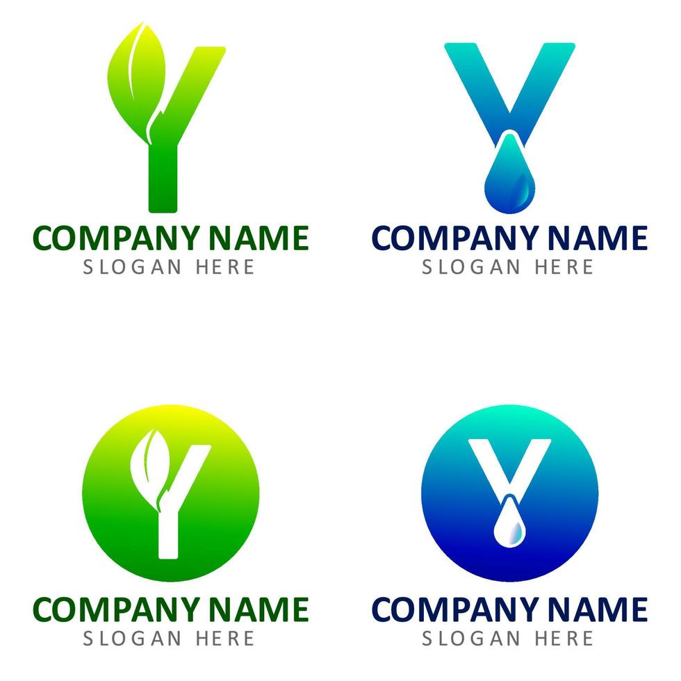 moderne letter logo natuur met groene en blauwe kleur minimalis met de letter y vector