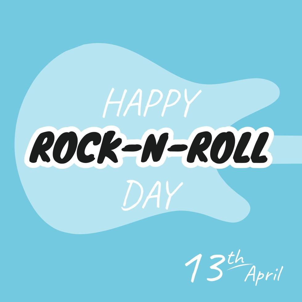 gelukkige dagen van rock n roll. blauwe banner met gitaar tegen 13 april. vectorillustratie met een inscriptie. vector