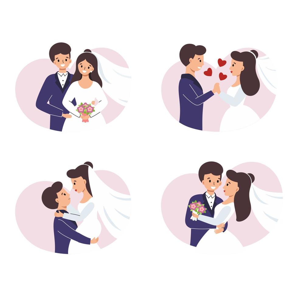 liefhebbers van de bruid en bruidegom vieren de bruiloft. vector