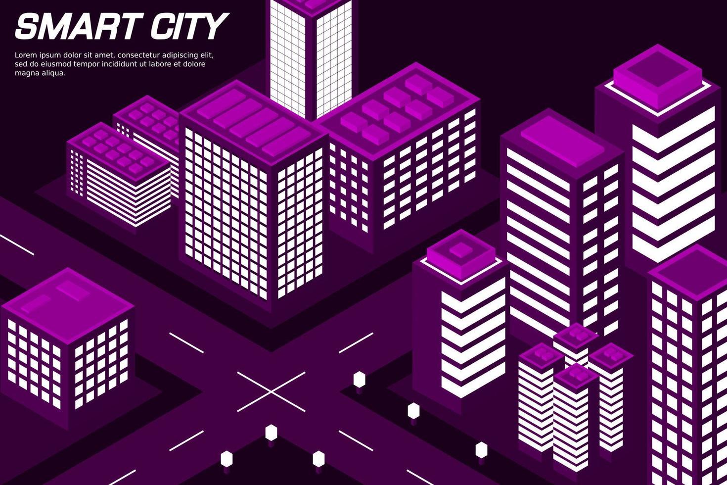 isometrische toekomstige stad. concept voor onroerend goed en bouwsector vector
