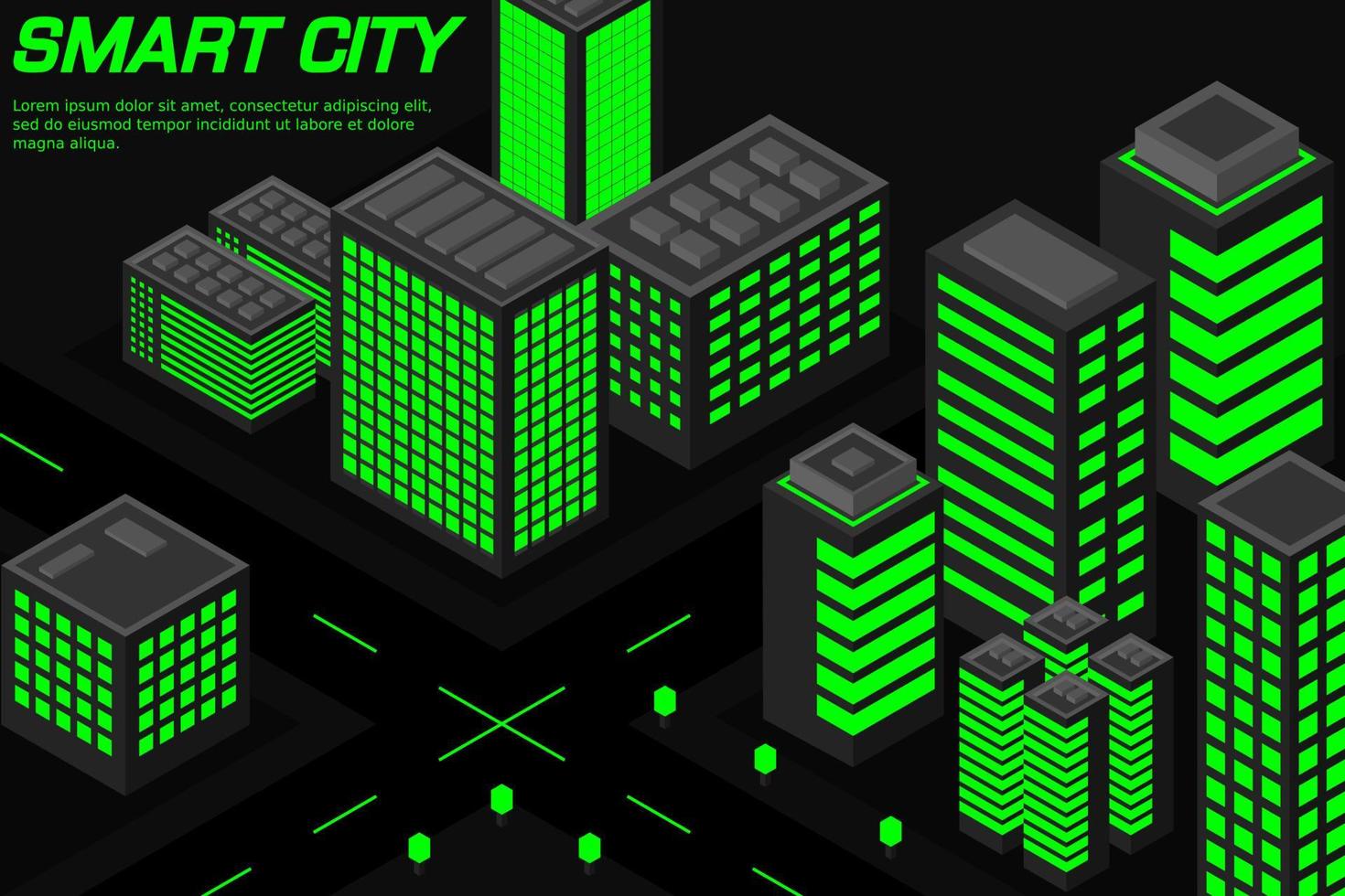 isometrische toekomstige stad. concept voor onroerend goed en bouwsector vector