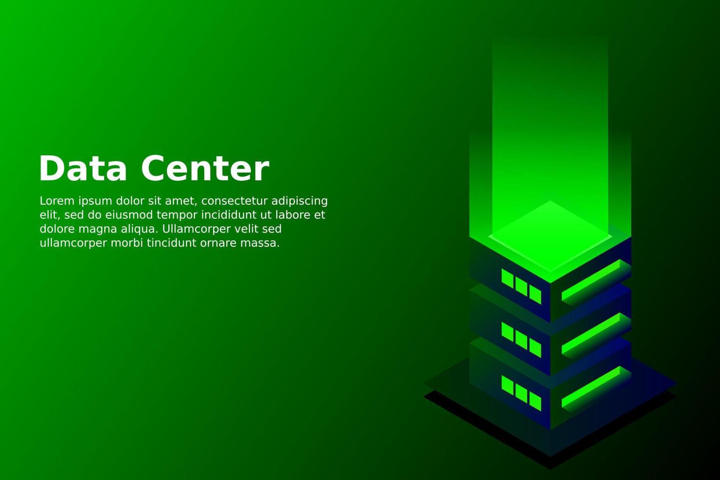 datacenter isometrische vectorillustratie. abstracte 3d hosting server of datacenter kamer achtergrond. netwerk of mainframe infrastructuur website header layout vector