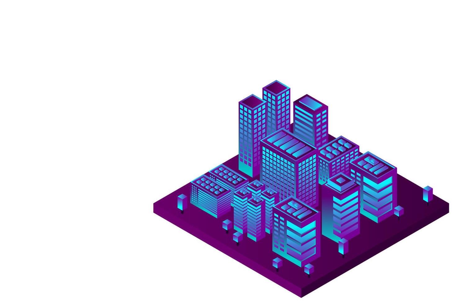isometrische toekomstige stad. concept voor onroerend goed en bouwsector vector