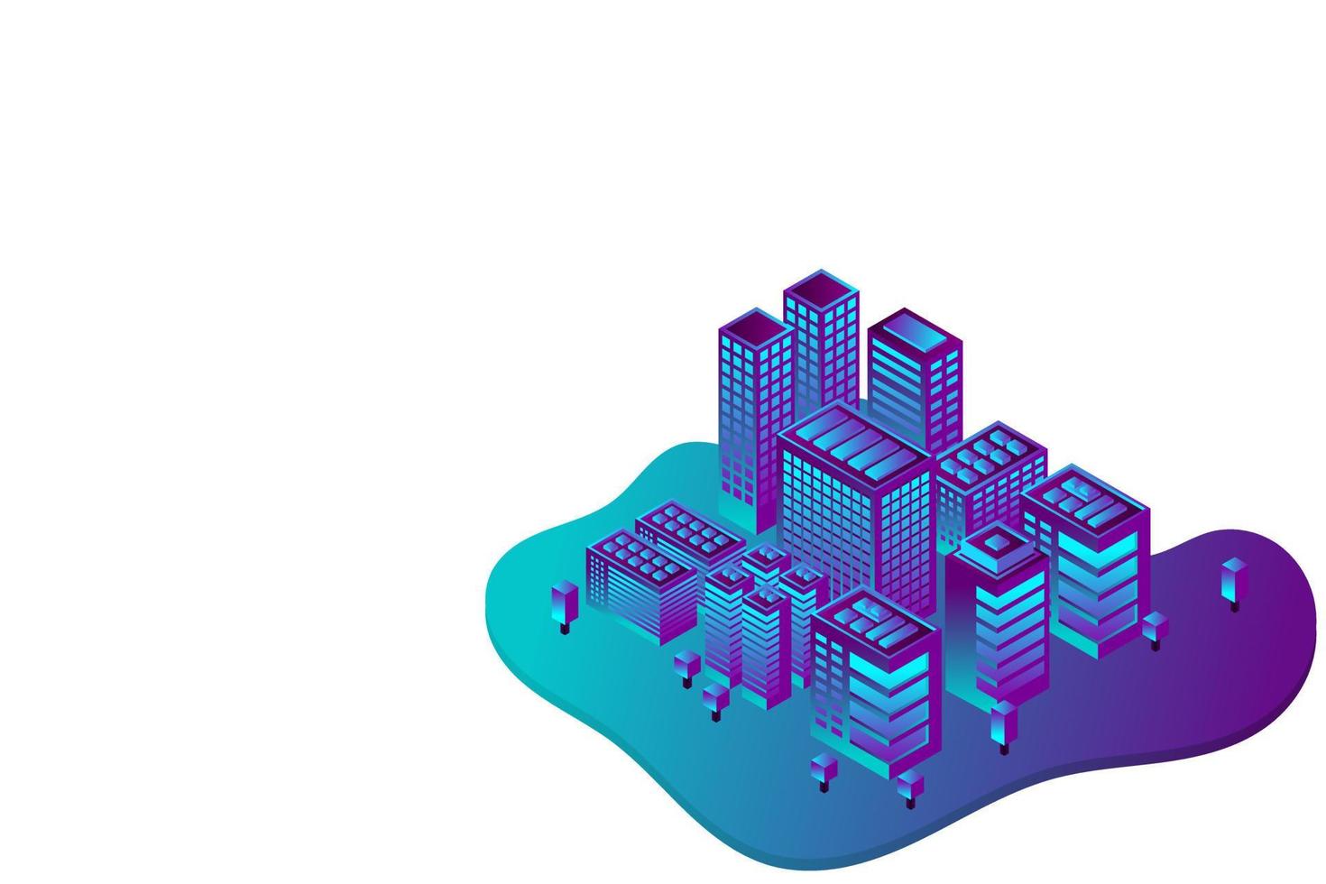 isometrische toekomstige stad. concept voor onroerend goed en bouwsector vector