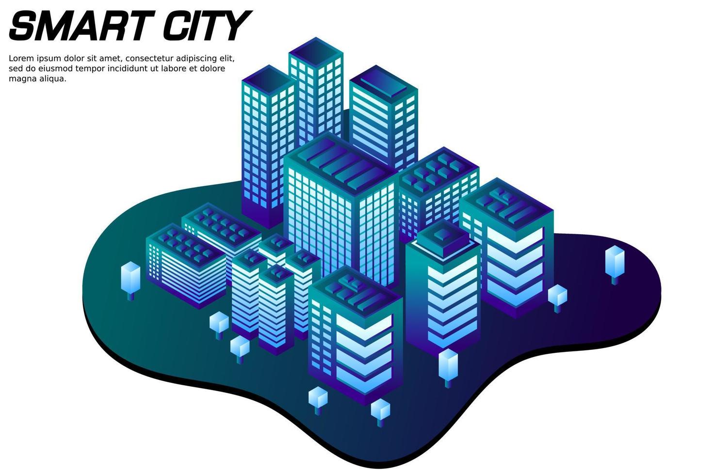 isometrische toekomstige stad. concept voor onroerend goed en bouwsector vector