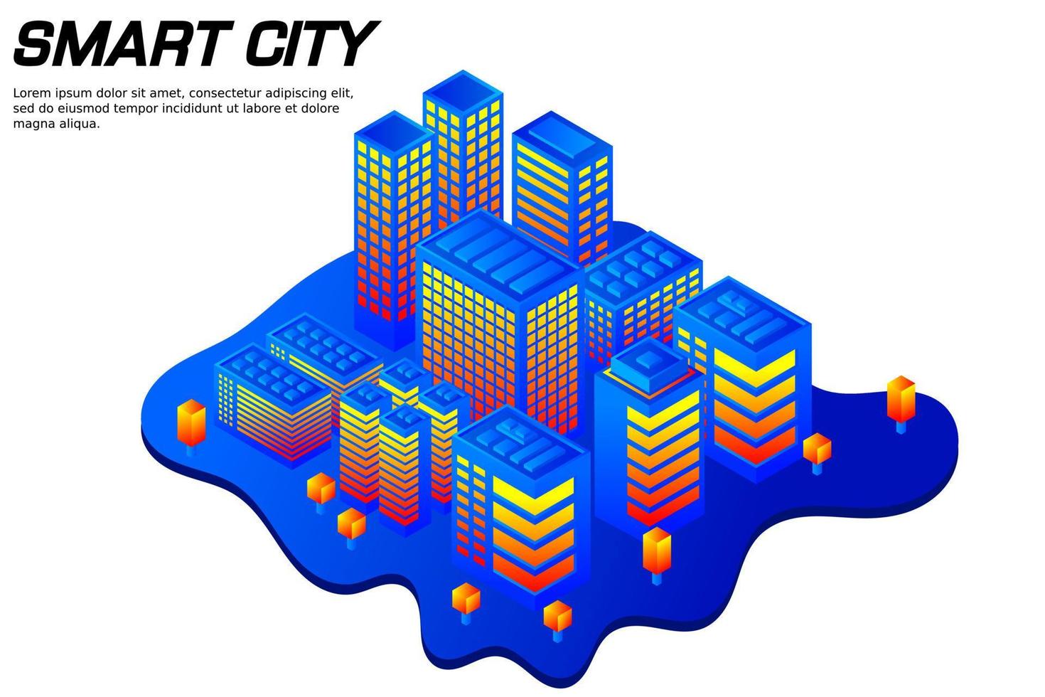 isometrische toekomstige stad. concept voor onroerend goed en bouwsector vector