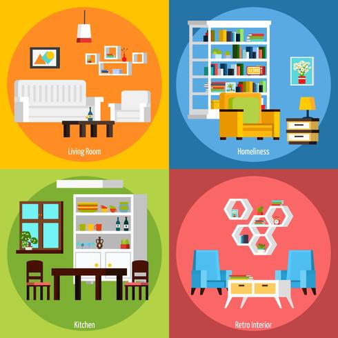 kamer interieur 2x2 composities vector