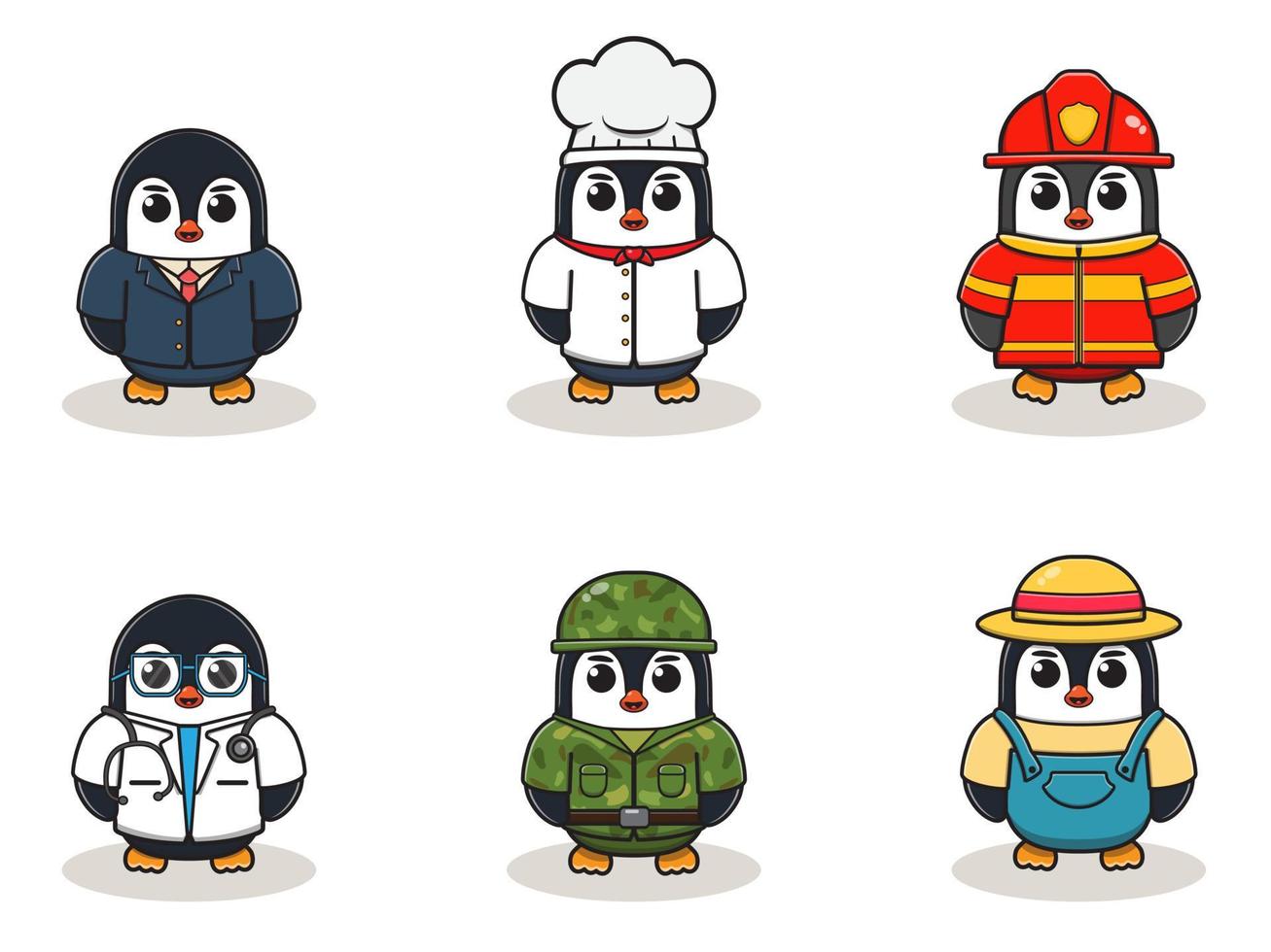 leuke baan pinguïn cartoon bundel set. vector