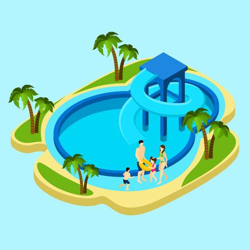 Familie bij Waterparkillustratie vector