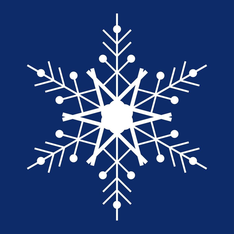 witte sneeuwvlok op een donkerblauwe achtergrond. decor voor Kerstmis en Nieuwjaar ontwerp van kaarten, banners, websites, pictogrammen. eenvoudige lineaire vectorillustratie. vector