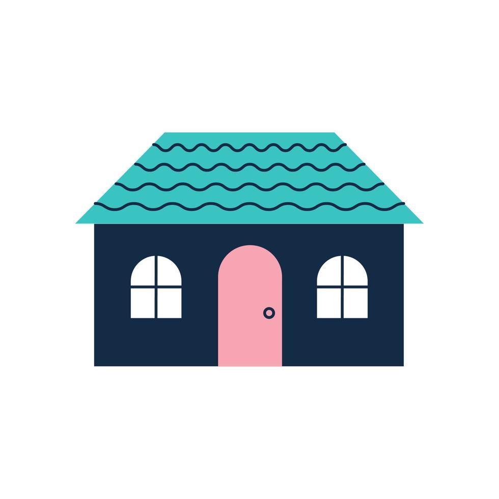 schattig blauw huis. platte vectorillustratie vector