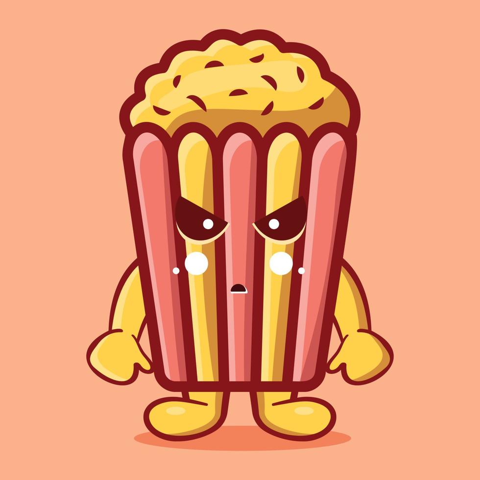 boze popcorn mascotte geïsoleerde cartoon in vlakke stijl vector