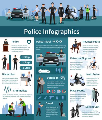 Politie mensen platte Infographics vector