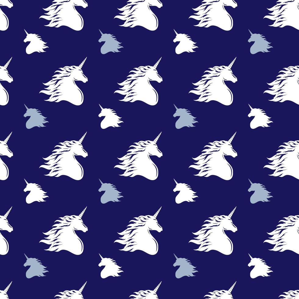 patroon eenhoorn hoofd silhouet. wit silhouet op een blauwe achtergrond. vector