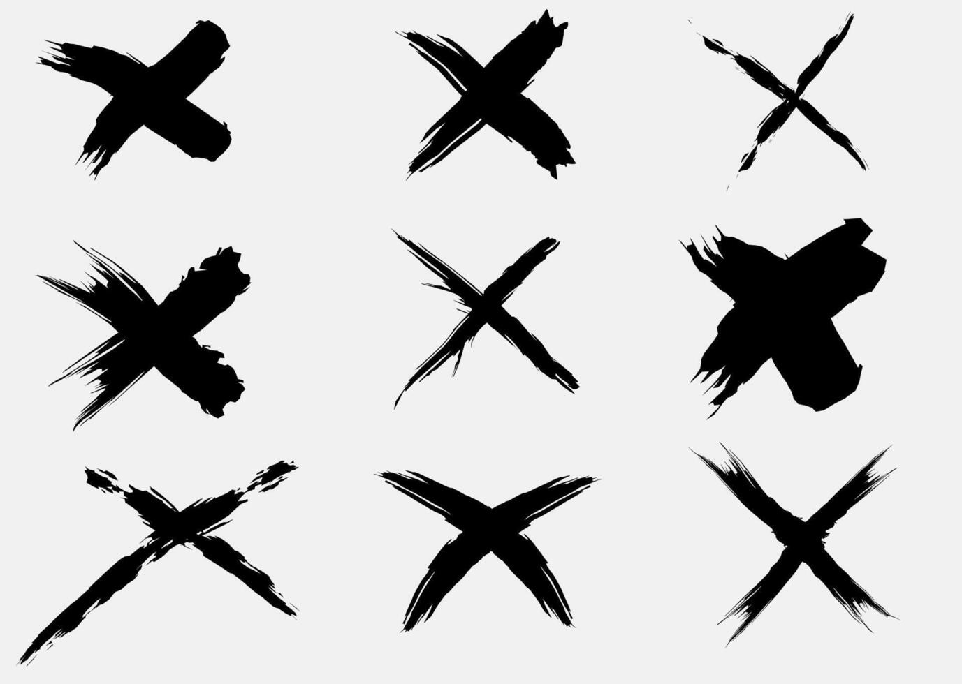 vector set x zwarte markering. kruis teken grafisch symbool. grunge x teken