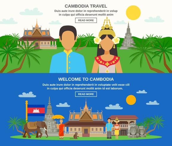 Cambodjaanse cultuur 2 horizontale banners instellen vector