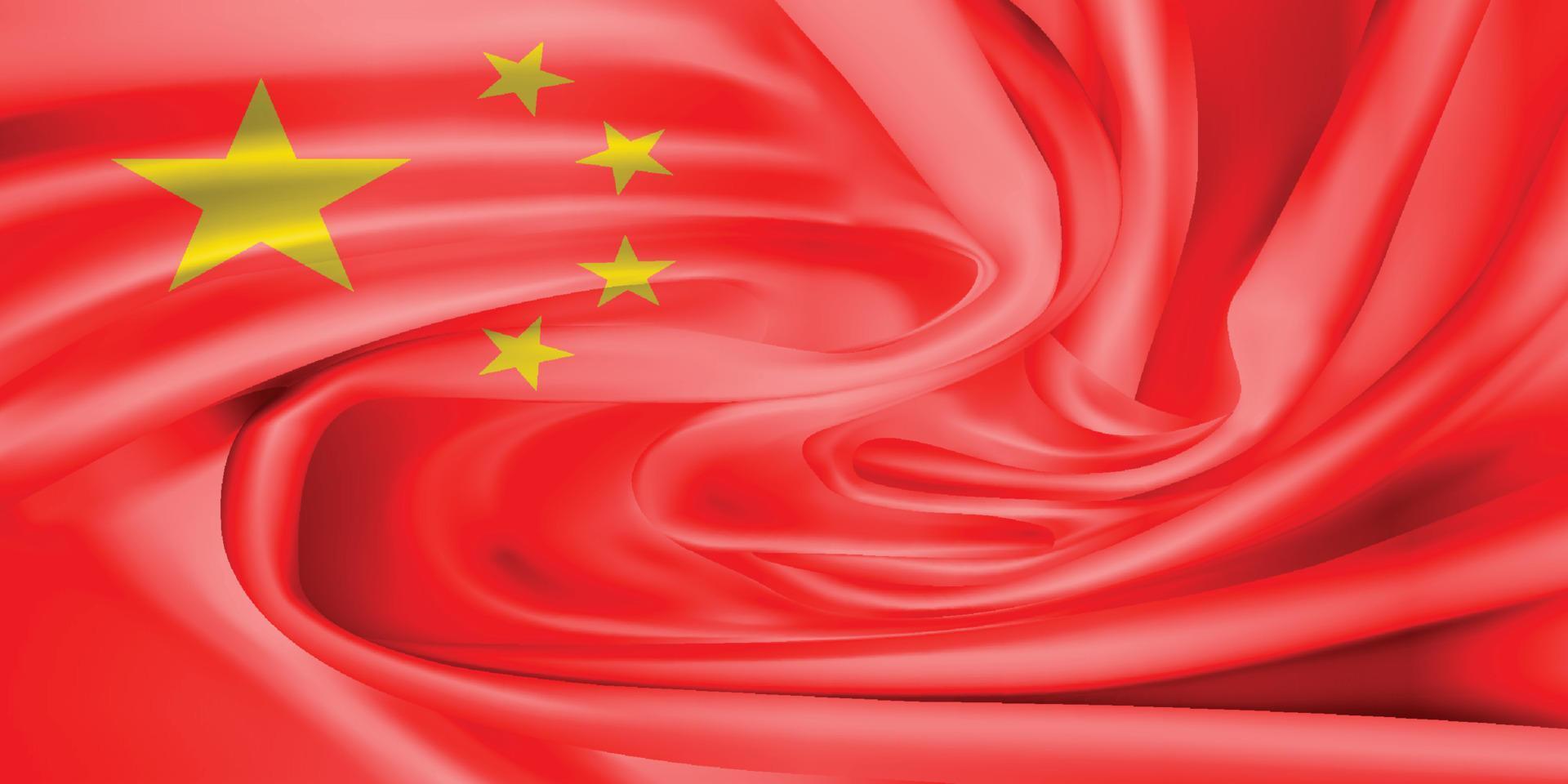 de nationale vlag van china.the symbool van de staat op golvende katoenen stof. realistische vectorillustratie.vlagachtergrond met doektextuur vector